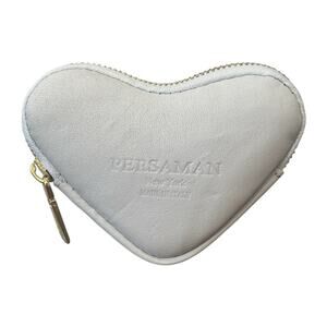 Persaman New York Women Heart Pouch Aleandra White Leather Made In Italy